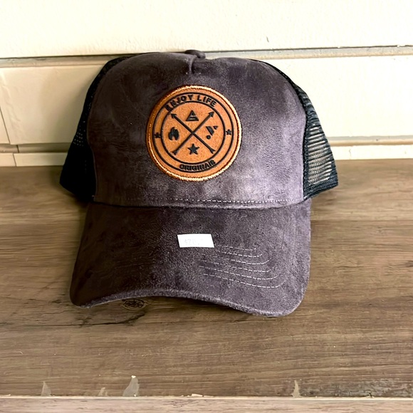 Enjoy Life Trucker Hat. Adjustable Sizes. Color Brown. - Picture 1 of 2